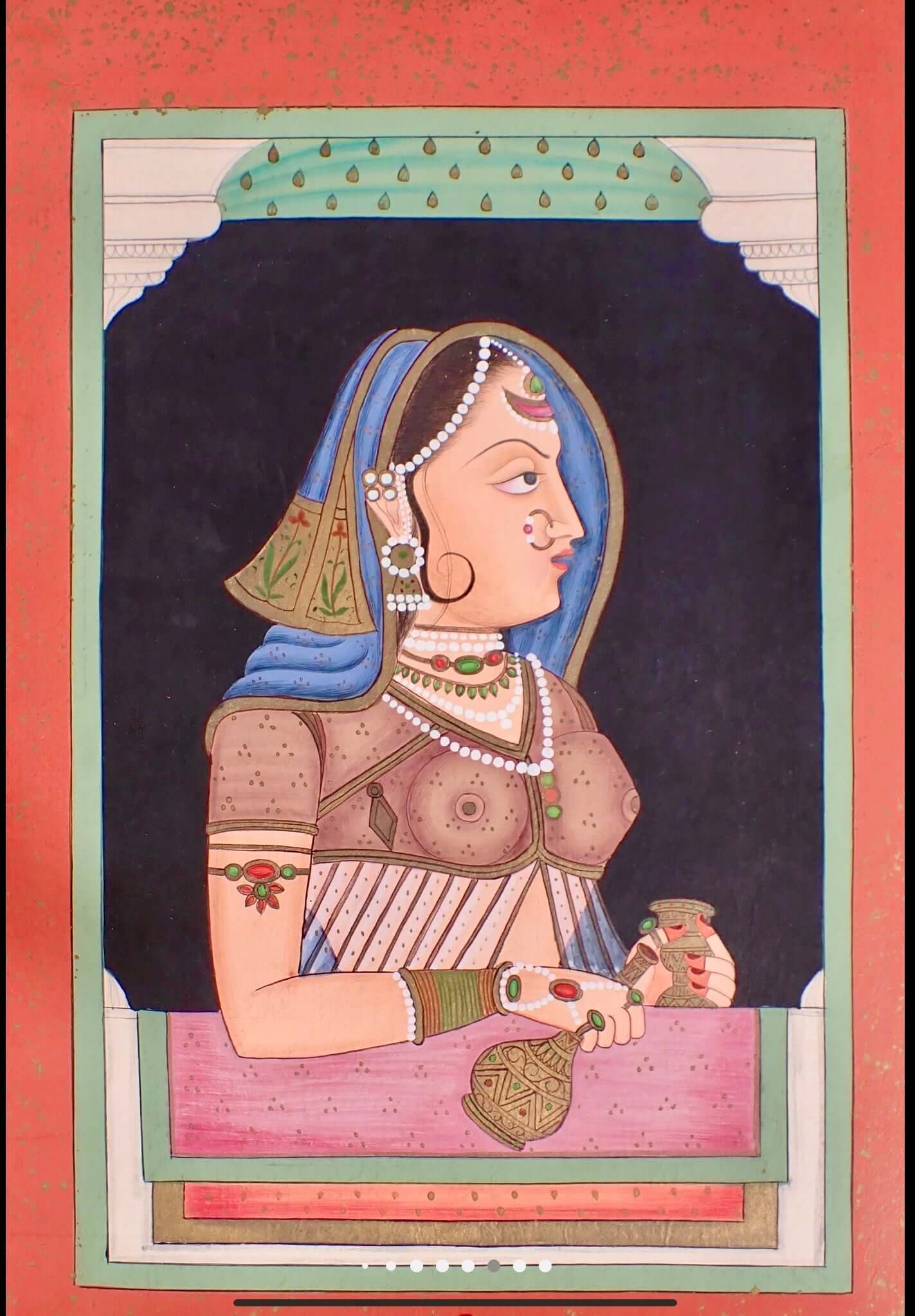 Exquisite Vintage Bani Thani painting, featuring the iconic Rajasthani miniature art style with delicate brushwork and rich colors. A timeless piece reflecting elegance, grace, and heritage.
