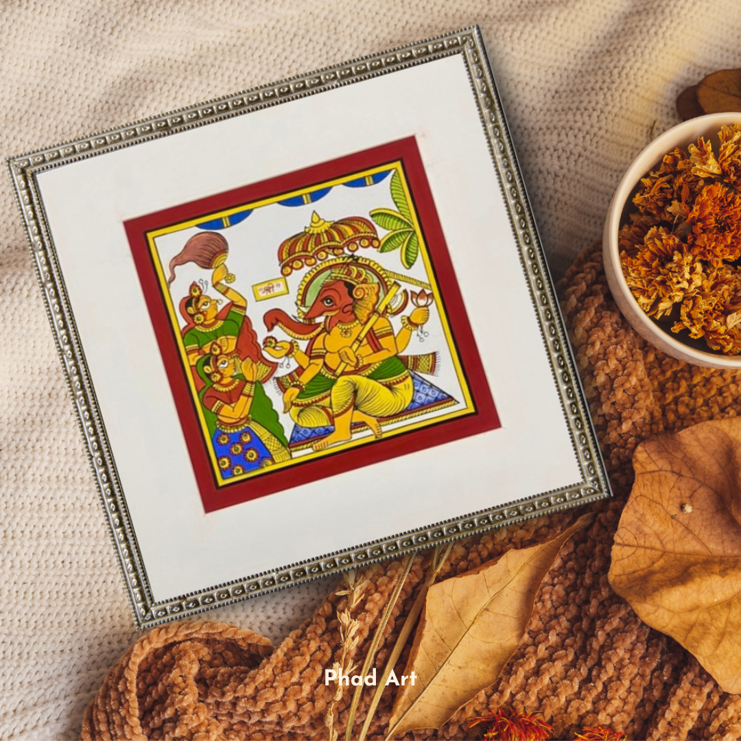 Authentic Phad art collection, showcasing hand-painted scrolls with intricate storytelling scenes and vibrant colors. A rich cultural expression of Rajasthan’s traditional craftsmanship and artistry.