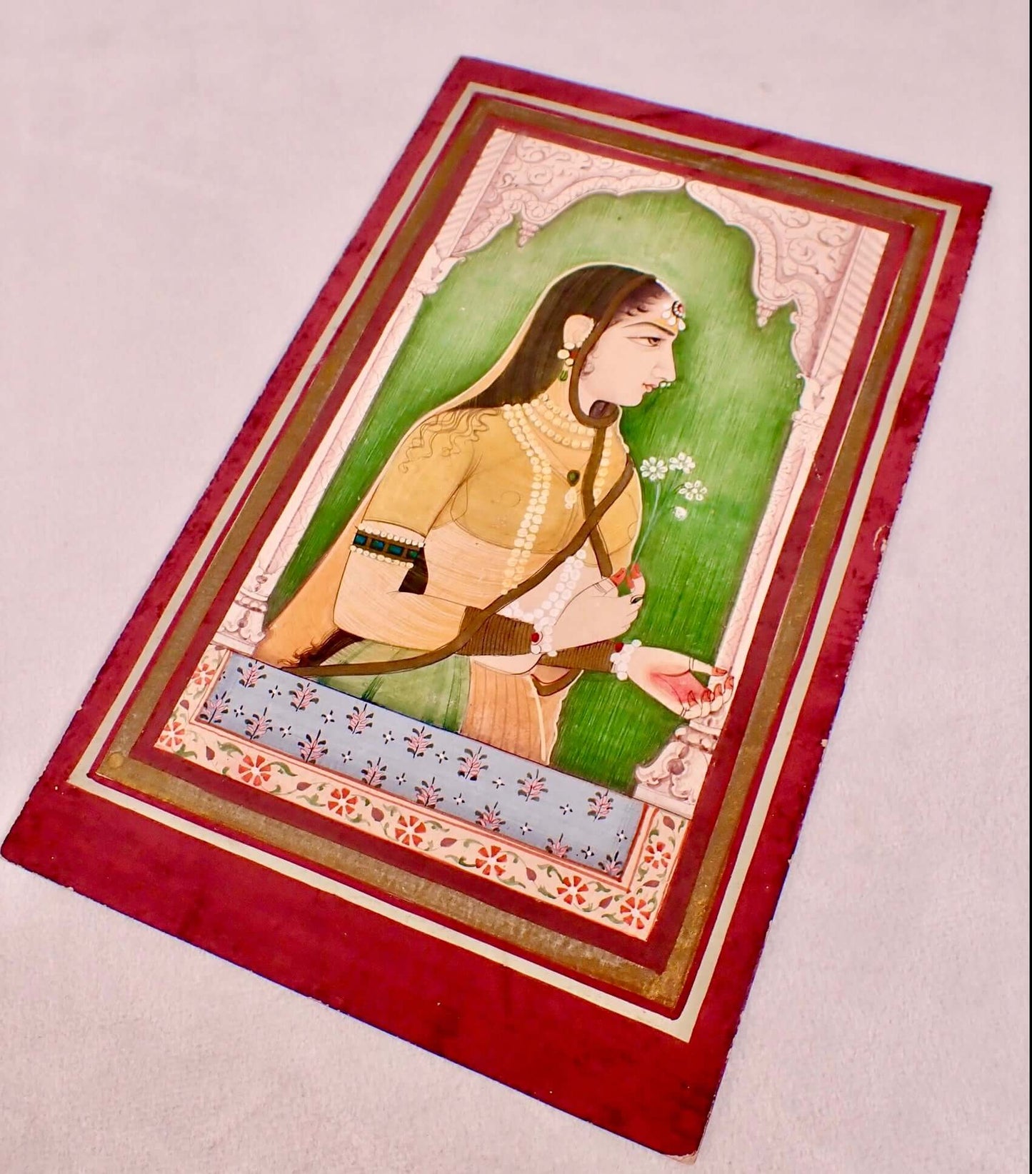 Exquisite Vintage Bani Thani painting, featuring the iconic Rajasthani miniature art style with delicate brushwork and rich colors. A timeless piece reflecting elegance, grace, and heritage.
